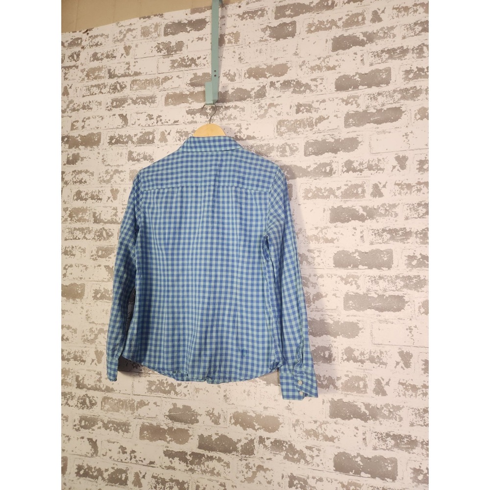 J. McLaughlin Blue Gingham Check Button Down Shirt Cotton‎ Preppy Size 8 - Picture 12 of 15